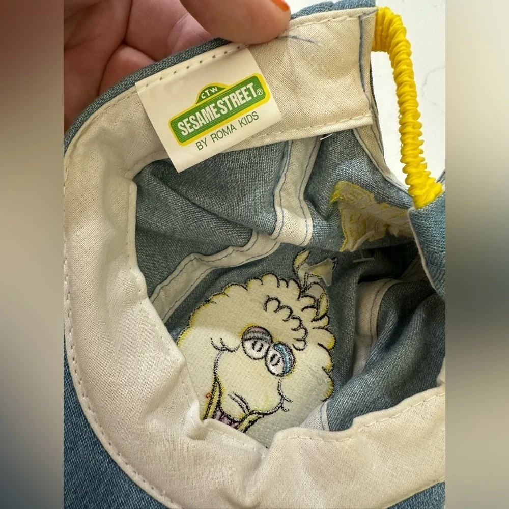 Vintage Sesame Street Kids Big Bird Denim Cap 90s made